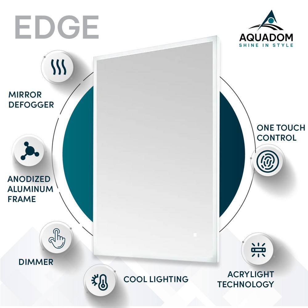 Edge Silver LED Lighted Bathroom Vanity Mirror 30"x32"
