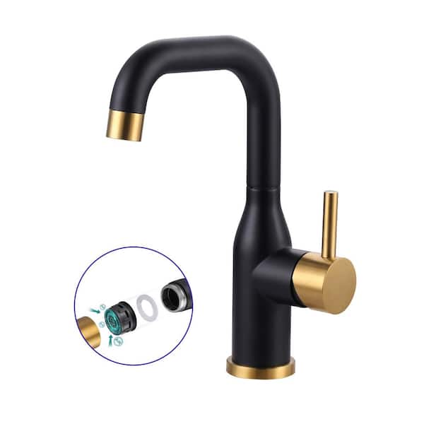 Single Handle Bar Faucet Deckplate Not Included in Black and Gold