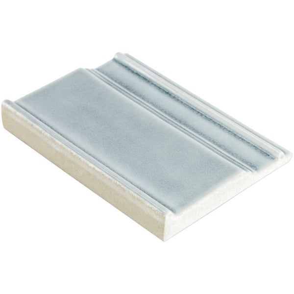 Delphi Arctic Blue 6 in. x 8 in. Polished Ceramic Base Molding Liner Tile