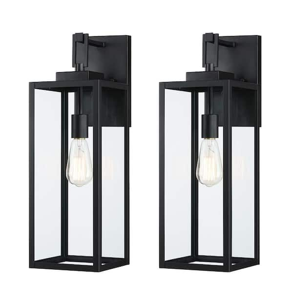 Hukoro Bonanza 22 in. 1-Light Matte Black Outdoor Wall Lantern Sconce ...