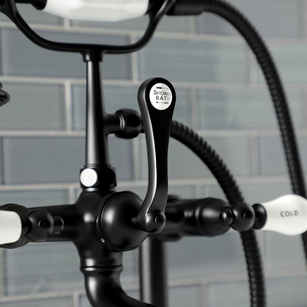 Matte Black Brass Clawfoot Tub Faucet with Hand Shower