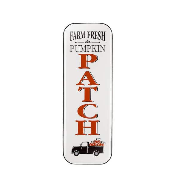 Glitzhome 43.11 in. H Enameled Metal Pumpkin Patch Porch Sign
