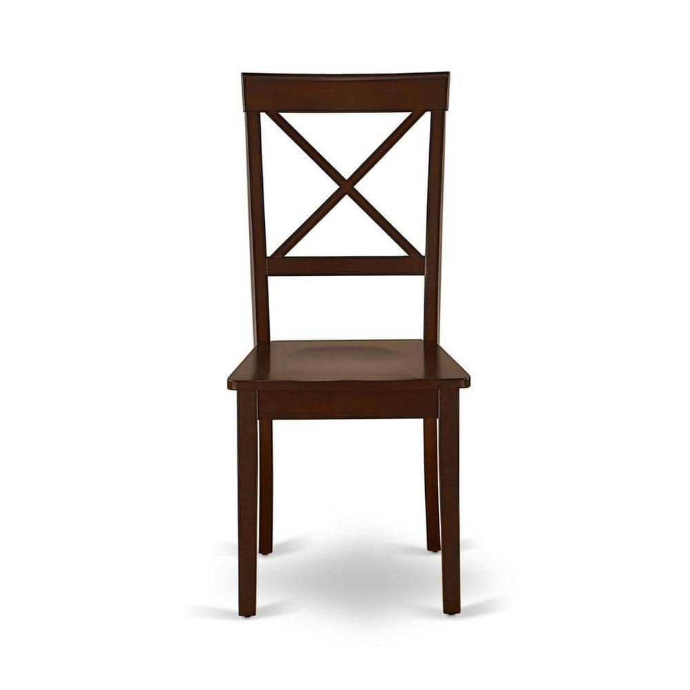 Mahogany Round Dining Table Set with 4 X-Back Chairs