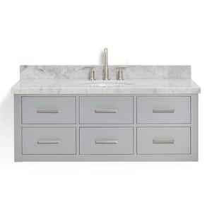 Hutton 49 in. W x 22 in. D x 19.6 in. H Bath Vanity in Grey with Carrara White Marble Top
