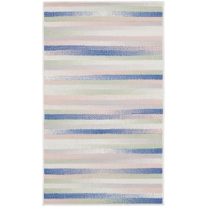 Whimsicle Ivory Multicolor 3 ft. x 5 ft. Geometric Contemporary Kitchen Area Rug