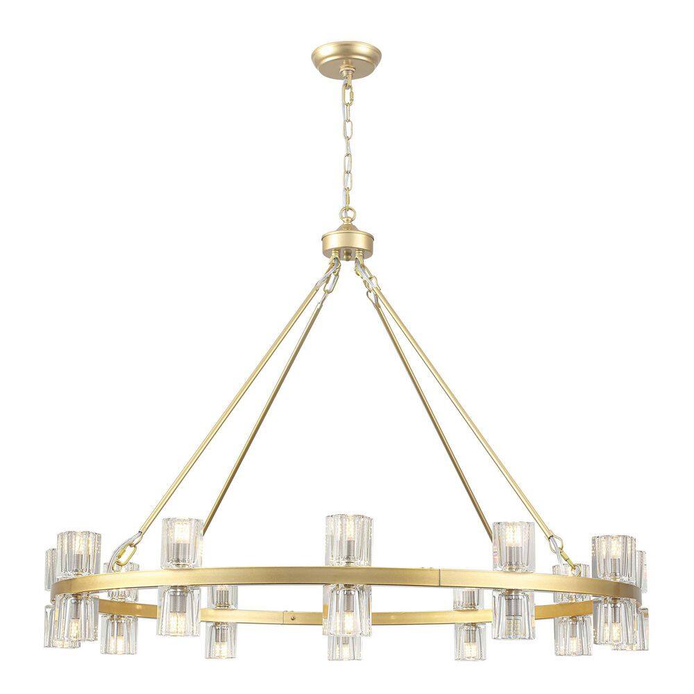 24-Light Gold Circle Hanging Wagon Wheel Chandelier Lighting with Crystal Shade for Kitchen Island, Foyer price history on PriceWatchPro