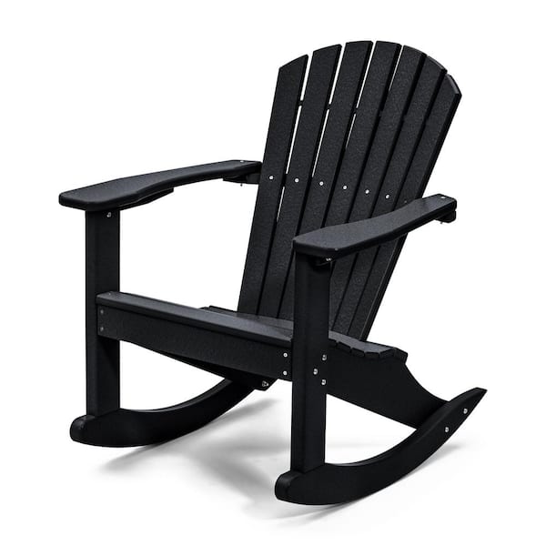 Perfect Choice Classic Black Rocking Wood Adirondack Chair