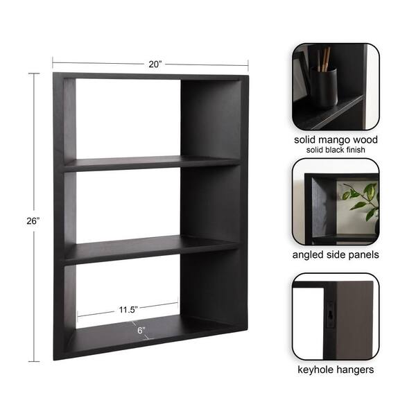 Kate and Laurel Akita 20 in. W x 6 in. D Black Wood Decorative