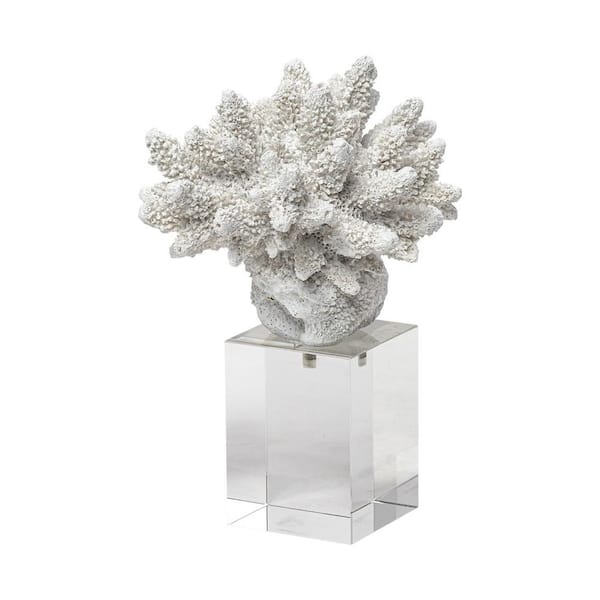 HomeRoots 6 in. White Contempo Coral And Glass Sculpture