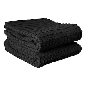 Royale Black Solid Cotton Kitchen Towel (Set of 2)