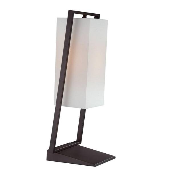 Illumine 21 in. White Table Lamp with White Fabric Shade