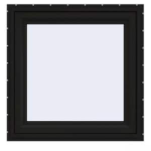 30 in. x 30 in. V-4500 Series Black Exterior/White Interior FiniShield Vinyl Awning Window with Fiberglass Mesh Screen