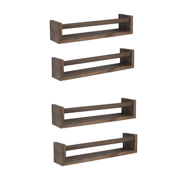 Unbranded 16.5 in. W x 3.93 in. D Brown Floating Bookshelves Decorative Wall Shelf (4-Piece)