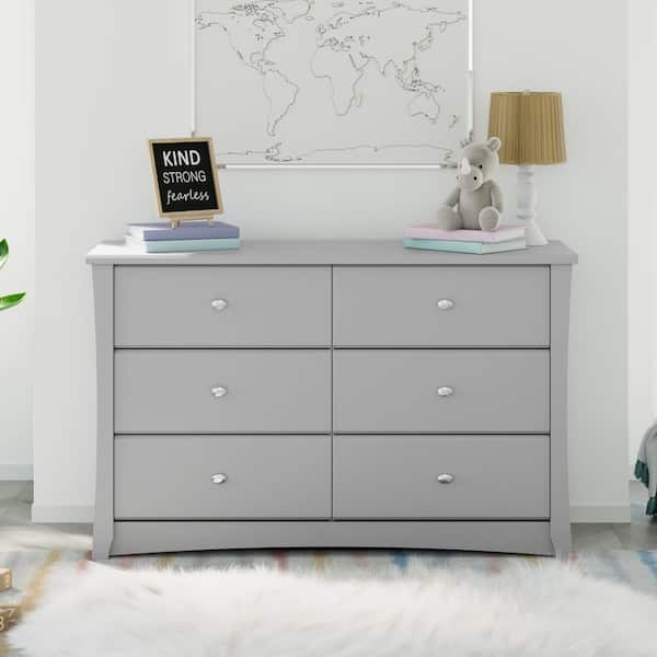Storkcraft 6-Drawer Crescent Pebble Gray Dresser 03666-30F - The Home Depot