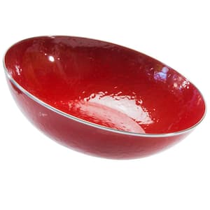 14 in. 160 fl. oz. Solid Red Enamelware Round Catering Bowl