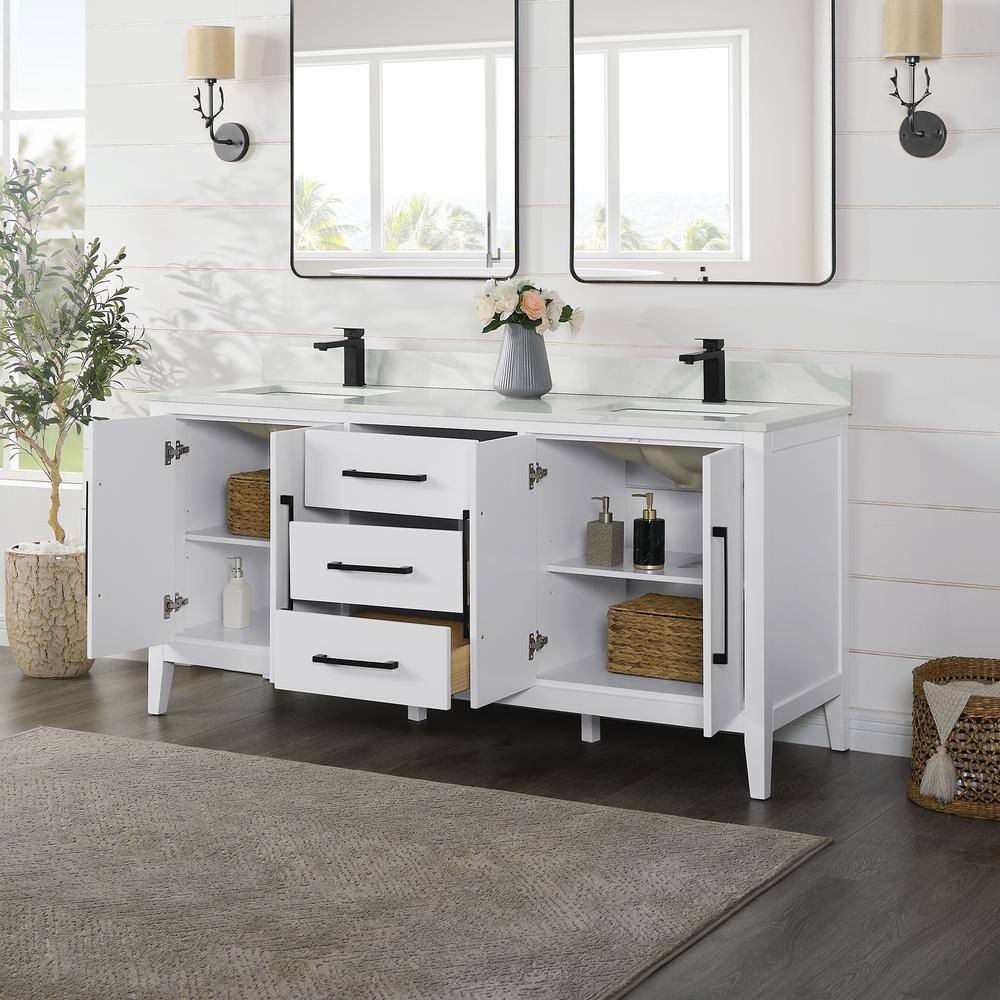 Laurel 72" White Wood Double Bathroom Vanity Base