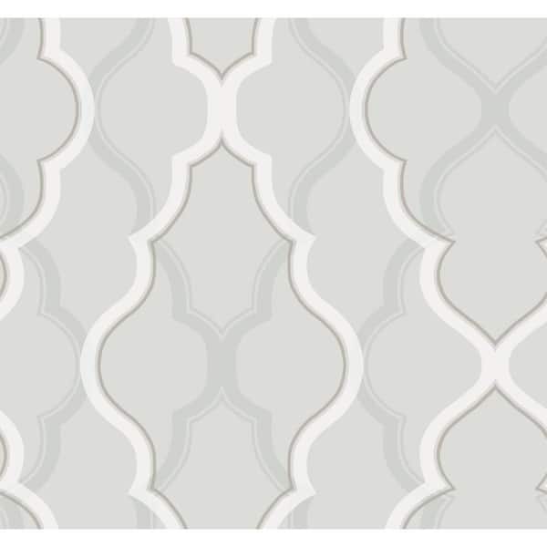 York Wallcoverings Silver Double Damask Paper Unpasted Matte Wallpaper (27 in. x 27 ft.)