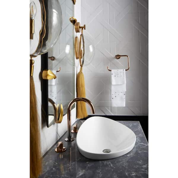 KOHLER Veil 38.5 in. Trough Vessel Bathroom Sink In White with No Overflow Drain