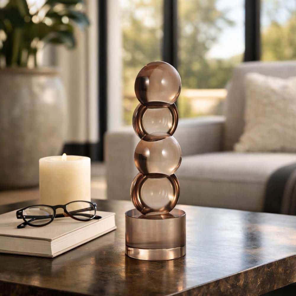 Clear 3.25 in. x 12.25 in. Glass Modern Stacked Sphere Sculpture price history on PriceWatchPro