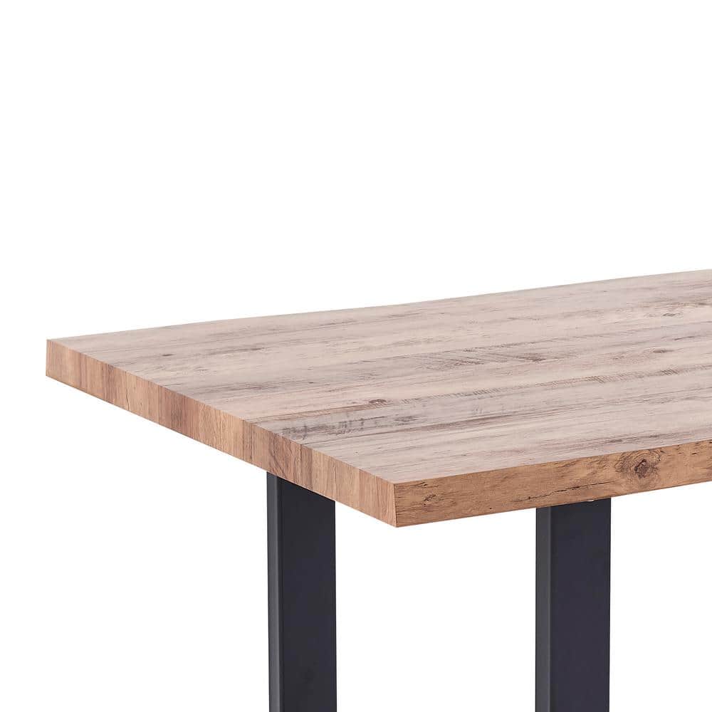 Bazely Industrial Reclaimed Oak Wood Dining Table with Black Base