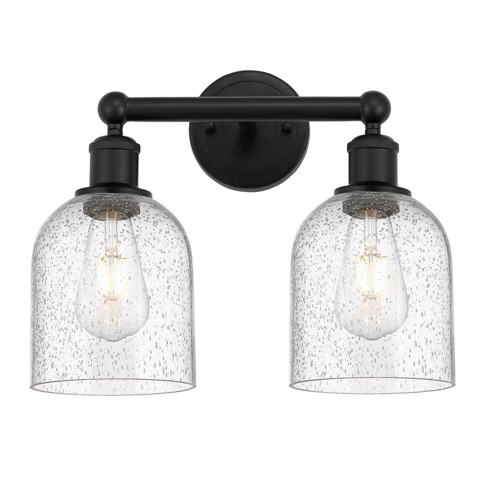 Bella 14.5 in. 2-Light Matte Black Vanity Light with Glass Shade price history on PriceWatchPro