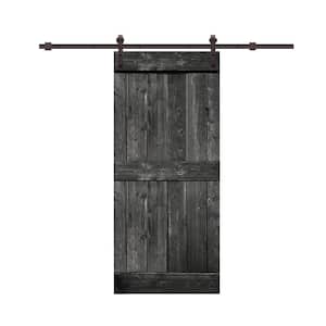Mid-Bar Series 30 in. x 84 in. Metallic Gray Knotty Pine Wood Interior Sliding Barn Door with Hardware Kit