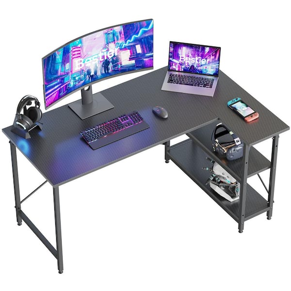 Bestier 55 inch L-Shaped Gaming Computer Desk with Monitor Stand Home  Office Corner Desk Grey
