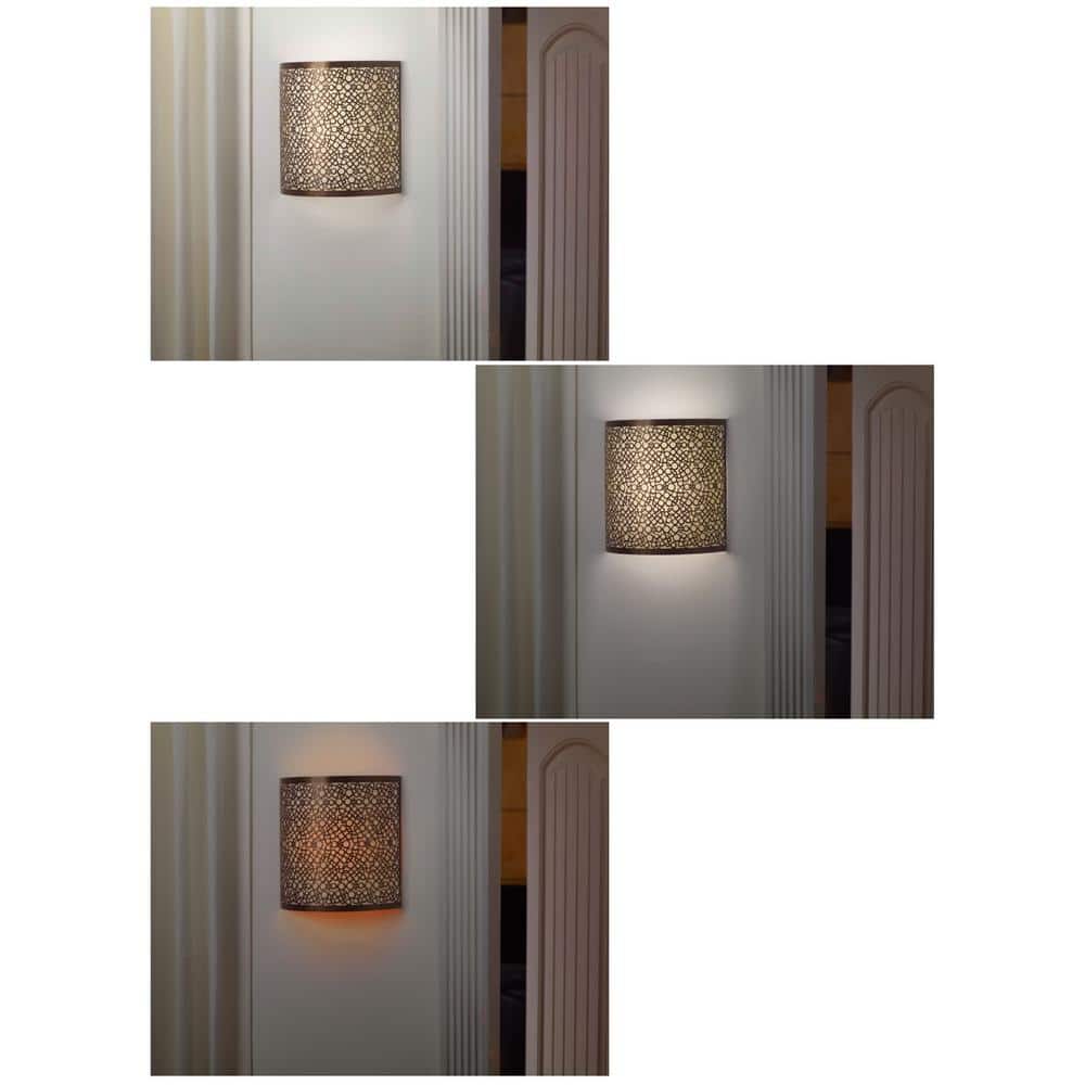 Olita Barrel Wireless Wall Sconce with Circular Bronze Overlay