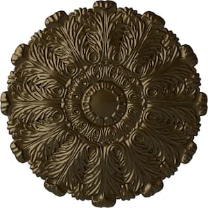 Ekena Millwork 15" x 1-3/4" Alexa Urethane Ceiling Medallion  (Fits Canopies upto 3"), Brass CM14AXBRS - The Home Depot