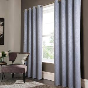 Daisi Silver 52 in. W x 90 in. L Embossed Grommet Blackout Window Curtain Panel