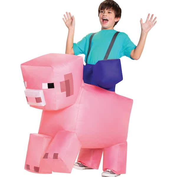 Kids Inflatable Minecraft Pig Ride On Costume - Kids Halloween Costume