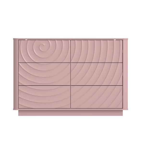 46.5 in. W x 31.4 in. D x 15.7 in. H Pink Linen Cabinet with 6 Drawers