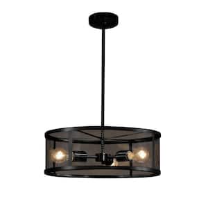 Wire Mesh Wire Mesh 3-Light Matte Black Pendant with Wire Mesh Shade