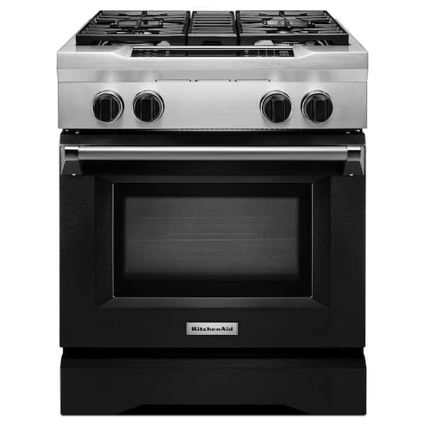 KitchenAid 4.1 cu. ft. Dual Fuel Commercial-Style Range with Convection Oven in Imperial Black