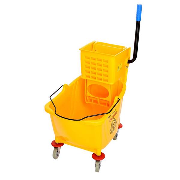 and Handle Yellow Mop Bucket Wet Mop Kit with 36 Qt Wet Floor Sign Mop Head