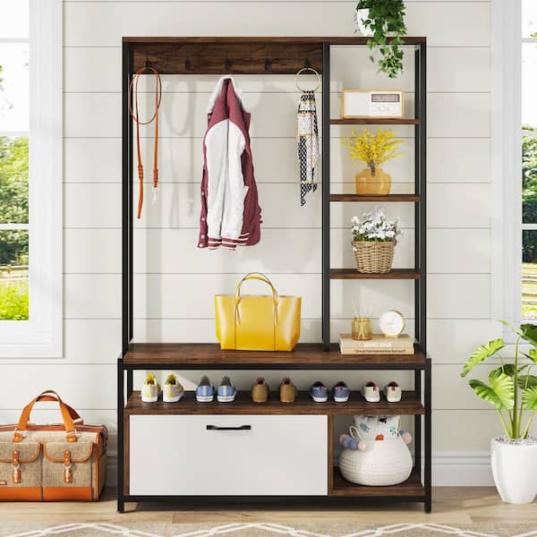 Tribesigns 24 Pair Shoe Rack with Side Hooks for Entryway Hallway