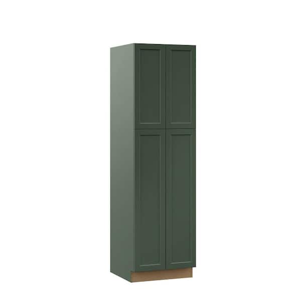 Hampton Bay Designer Series Melvern 24 in. W 24 in. D 84 in. H Assembled Shaker Pantry Kitchen Cabinet in Forest
