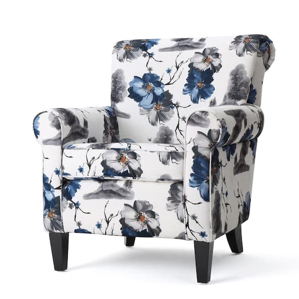 Noble house hannah fabric deals blue floral club chair