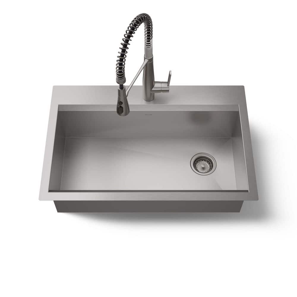 KOHLER Lassen 33 in. Drop-in Single Bowl Stainless Steel Kitchen