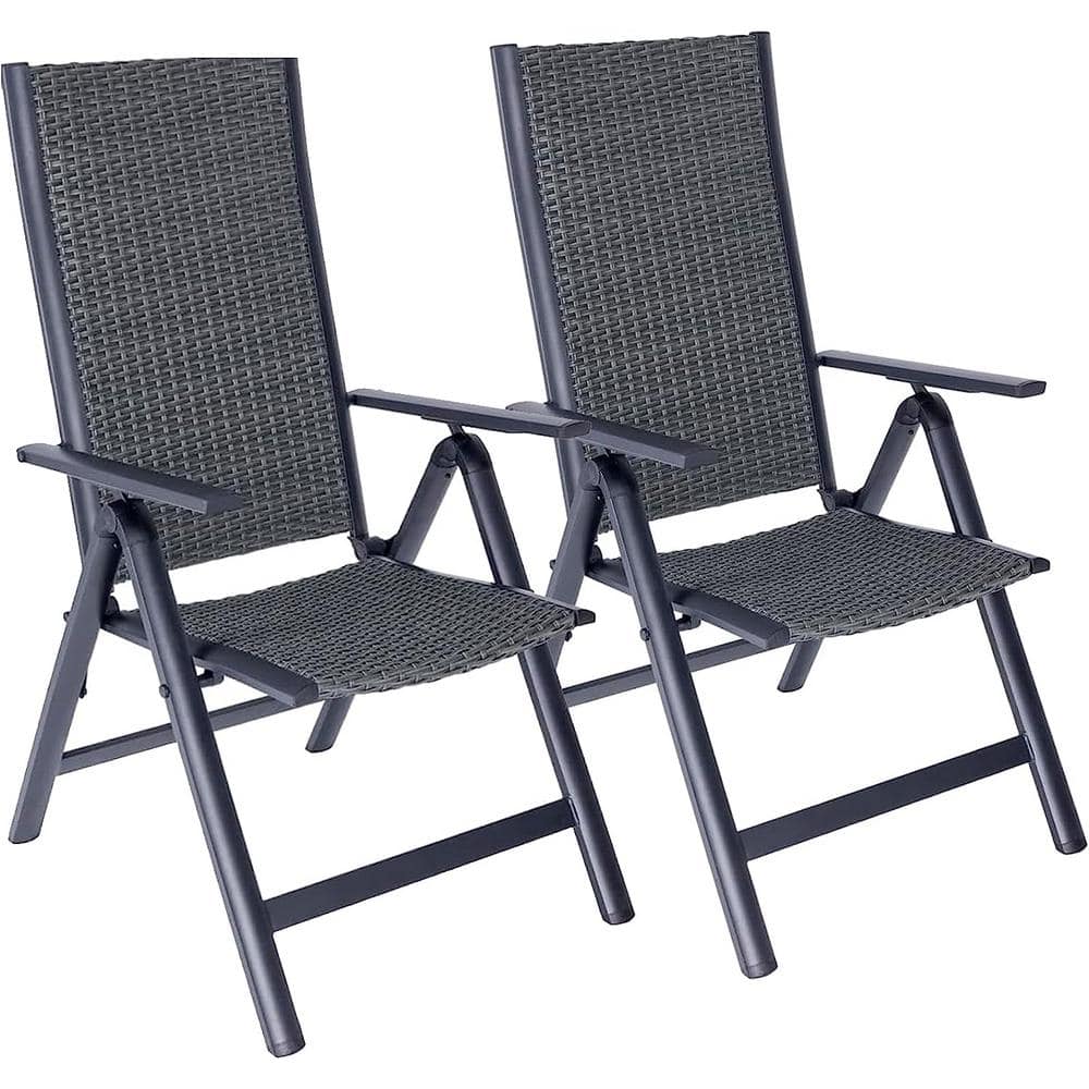 PATIOGUARDER Gray Aluminum Frame Folding Patio Beach Chairs with