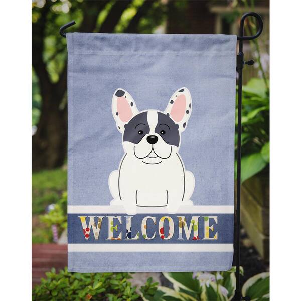 Caroline's Treasures BB7635CHF Welcome Friends White French Bulldog Flag Canvas House Size Large Multicolor Caroline's Treasures BB7635CHF Welcome Friends White French Bulldog Flag Canvas House Size Large Multicolor