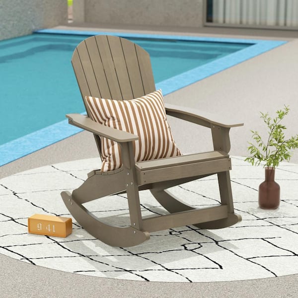 WESTIN OUTDOOR Vineyard Taupe Outdoor Patio Plastic Adirondack Rocking Chair