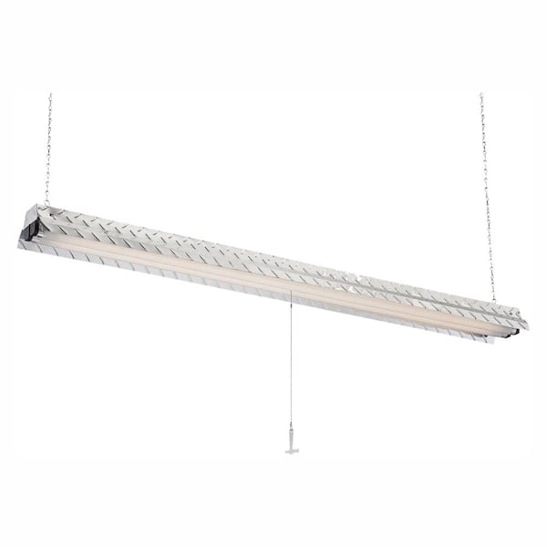 Commercial Electric Steel Plate 2-Lamp Hanging Fluorescent Silver ShopLight