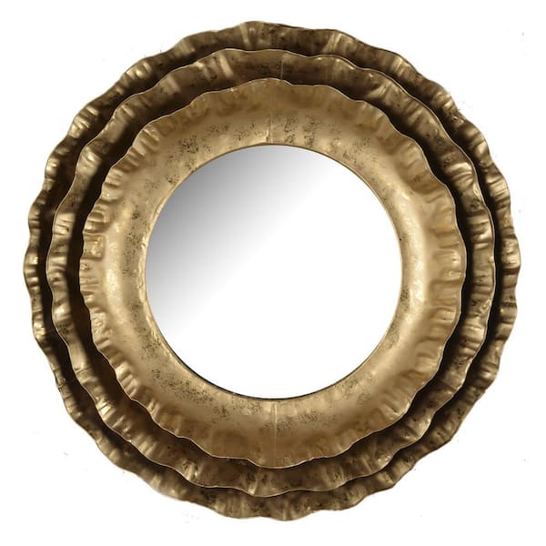 HomeRoots 16.1 in. W x 16.3 in. H Iron Gold Vanity Mirror