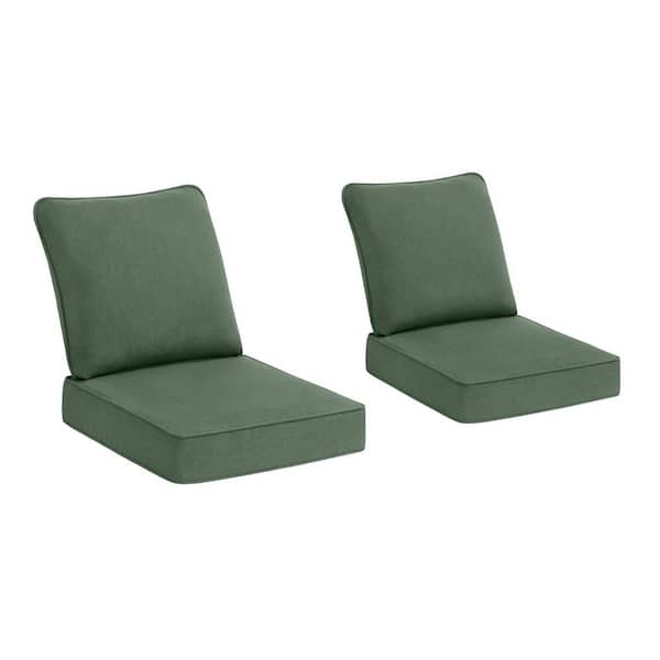 Hampton Bay 24 in. W x 24 in. D Cushionguard Deep Seat Universal Outdoor Cushion in Endive (Set of 2)