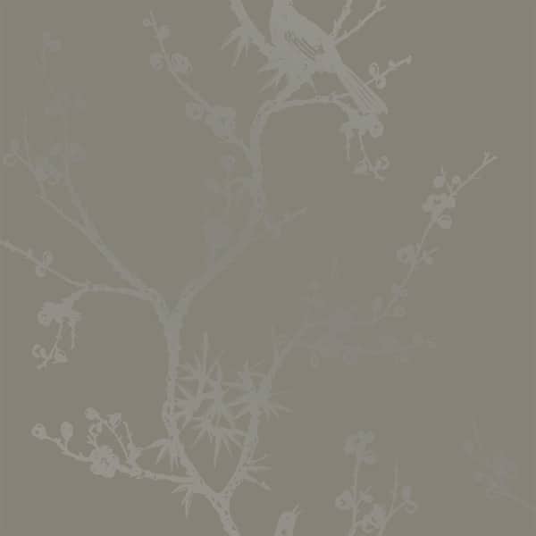 Cynthia Rowley Bird Watching Dove Grey Peel and Stick Wallpaper Sample