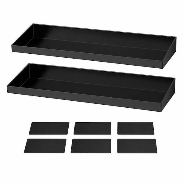 2-Pack 15 in. Black Magnetic Stove Top Spice Rack, Metal Over the Stove Shelf