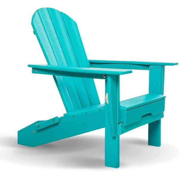 Blue HDPE Outdoor Patio Adirondack Chair 1-Piece
