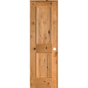 24 in. x 80 in. Rustic Knotty Alder Wood 2 Panel Square Top Left-Hand/Inswing Clear Stain Single Prehung Interior Door
