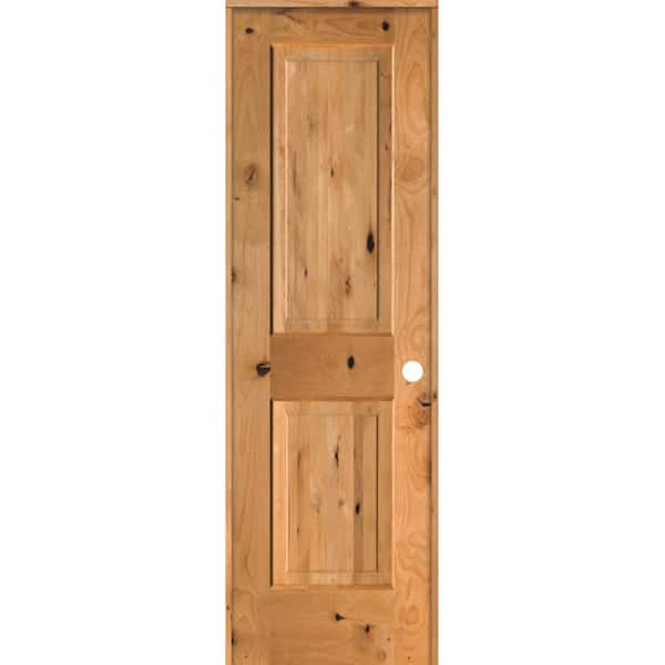 Krosswood Doors 24 in. x 80 in. Rustic Knotty Alder 2 Panel Left-Handed ...